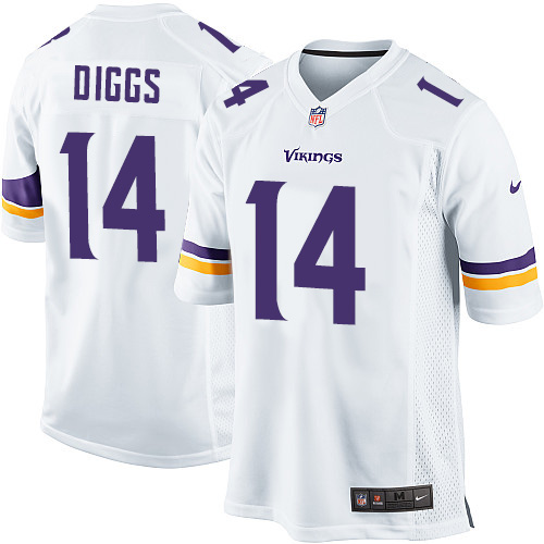 Men's Game Stefon Diggs Nike Jersey White Road - #14 NFL Minnesota Vikings